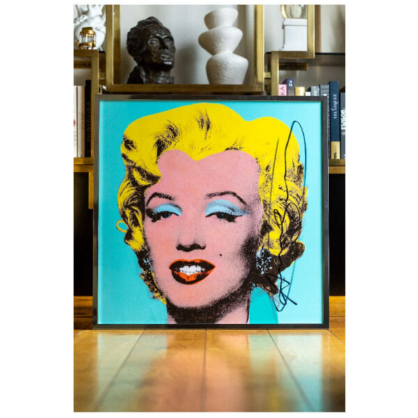 Marilyn Monroe – jaune sur fond turquoise